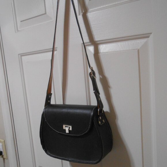 Target Handbags - Unisex Black Faux Leather long strap Crossbody Purse Bag w/ silver hardware 👜